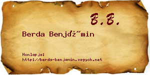 Berda Benjámin névjegykártya